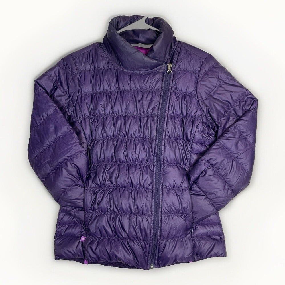Athleta Downalicious Goose Down Puffer Jacket Quilted Asymmetric Zip Small*